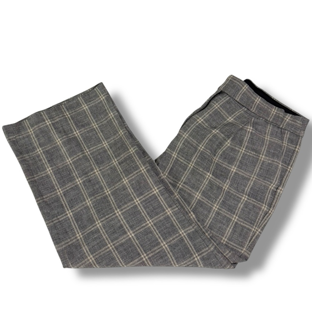 Express Black and Cream Plaid High Rise Wool Trousers